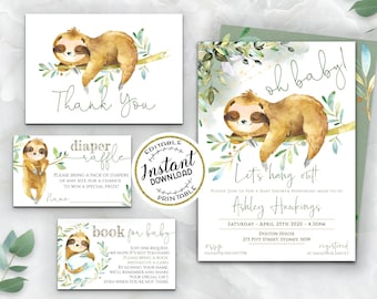 sloth baby shower invites