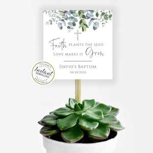 SUCCULENT Faith Plants the Seed Love Makes it Grow Favor Tag FAVOR TAG, Plant Favor Tag, Succulent Favor Tag, EB088