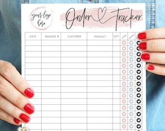 ROSY - Editable Rosegold Order Tracker Form Template, Printable Modern Order Tracker Form, Add Logo Business Order Tracking Selling Planner