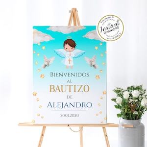Cartel de Bienvenida Bautizo Bienvenidos a Bautizo Sign Bautizo Welcome Sign Spanish Welcome sign EDITABLE Para Imprimir