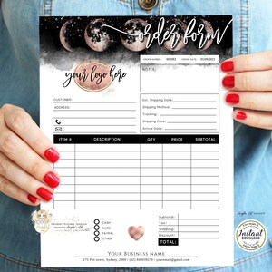 MOON - Editable Moon ORDER FORM Template Black Rose Gold Printable ...