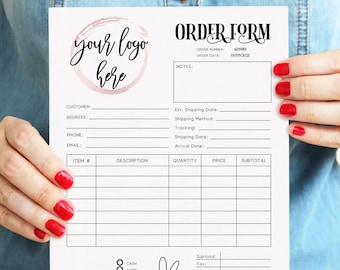 EDITABLE Printable Order Form Template ADD Your LOGO Business Invoice Form Order Form Business Template