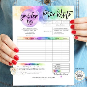 IRIS - Regenbogen-Preis-QUOTE-Vorlage, bearbeitbares Preisangebot, Regenbogen-Preisschätzung, druckbare Geschäftspreisangebotsvorlage