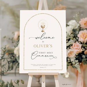 Modern CLASSIC First Holy COMMUNION Welcome Sign Template Golden Arch ...