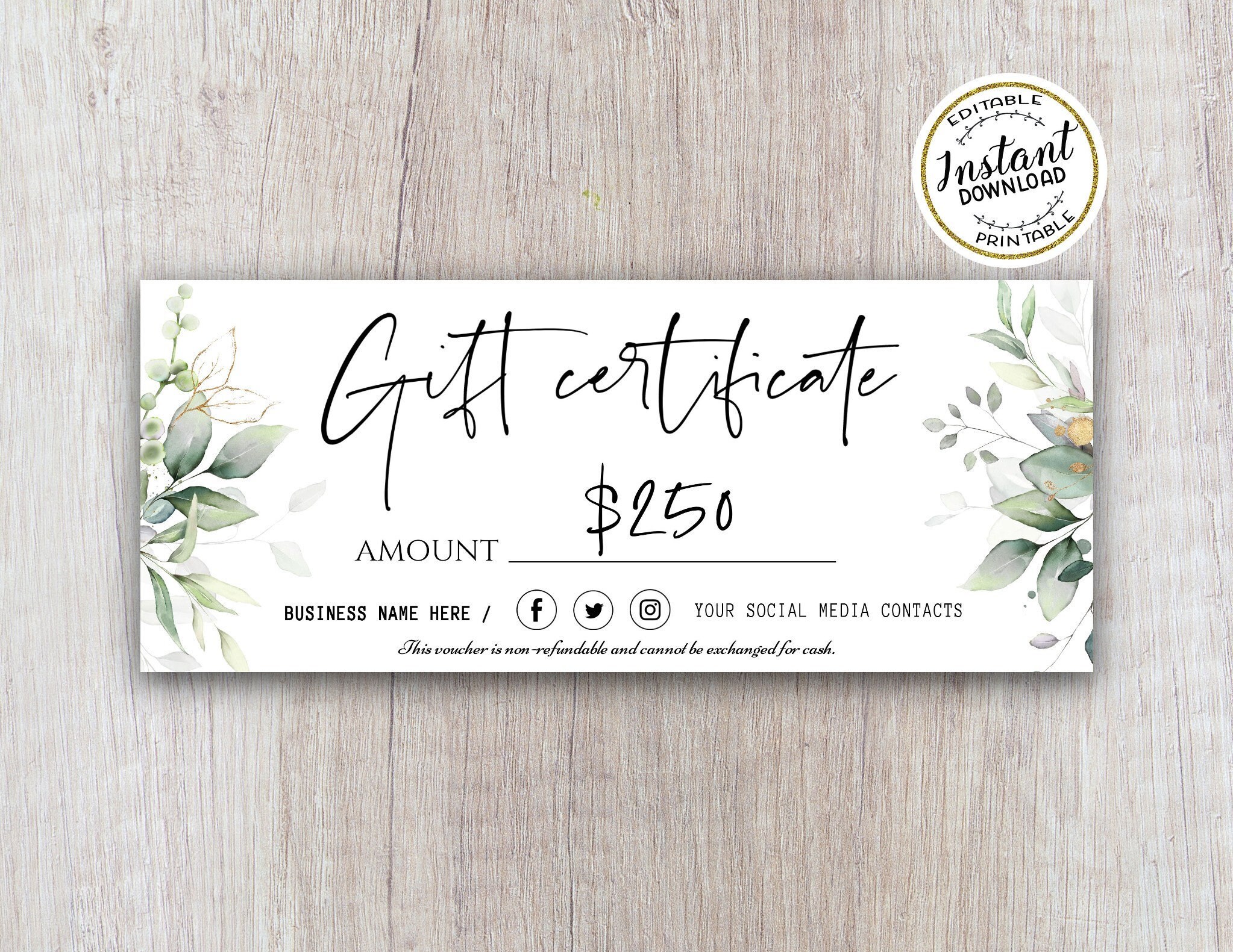 Modern Gift Certificate Templates Gift Certificate Template Etsy