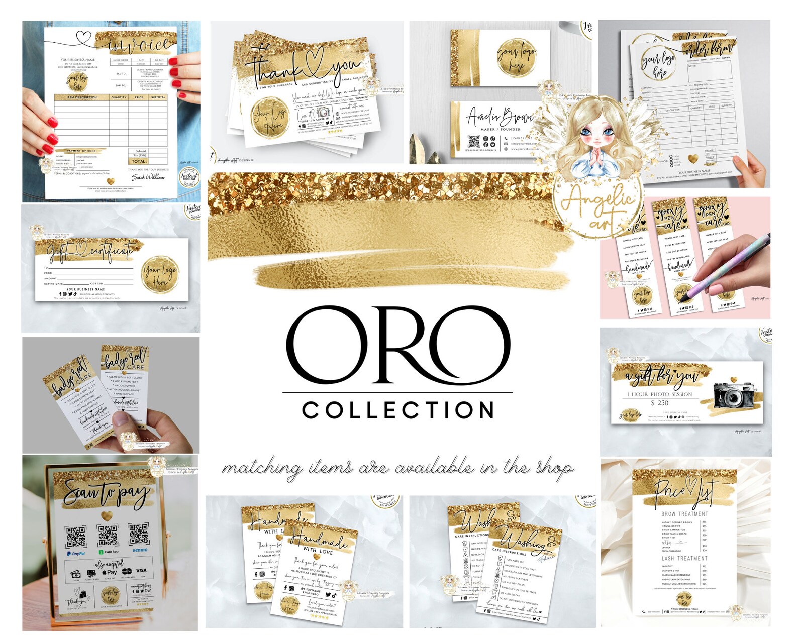 ORO - Modern Gold INVOICE Form Template, Gold Printable Invoice Form ...