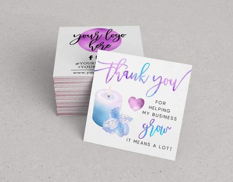 CANDLE Business Thank You Insert Card Template Colorful Etsy