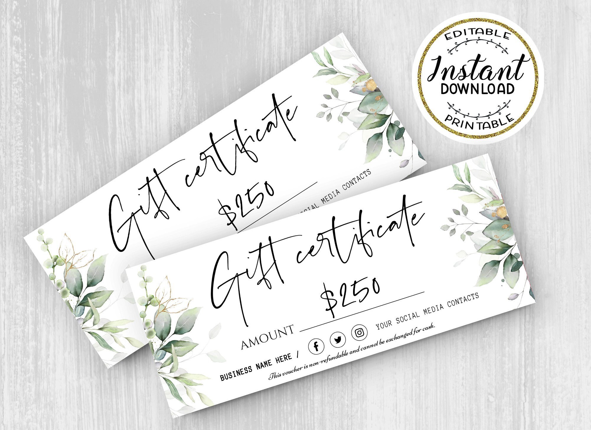 Modern Gift Certificate Templates Gift Certificate Template Etsy