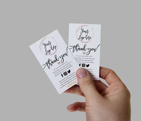 Add Your Logo Printable Small Business Insert Card Simple Etsy