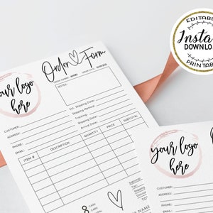 Editable Order Form Template Modern Printable Order Form | Etsy