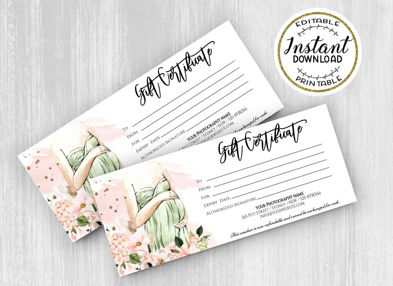 Maternity Photo session voucher card Gift Certificate Etsy