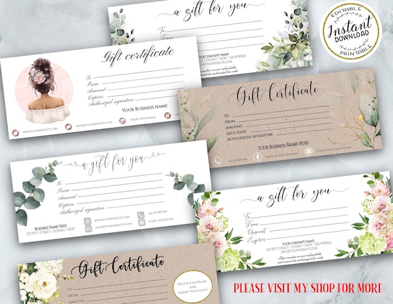 Teal Tiffany Gift Certificate Templates Editable Gift 