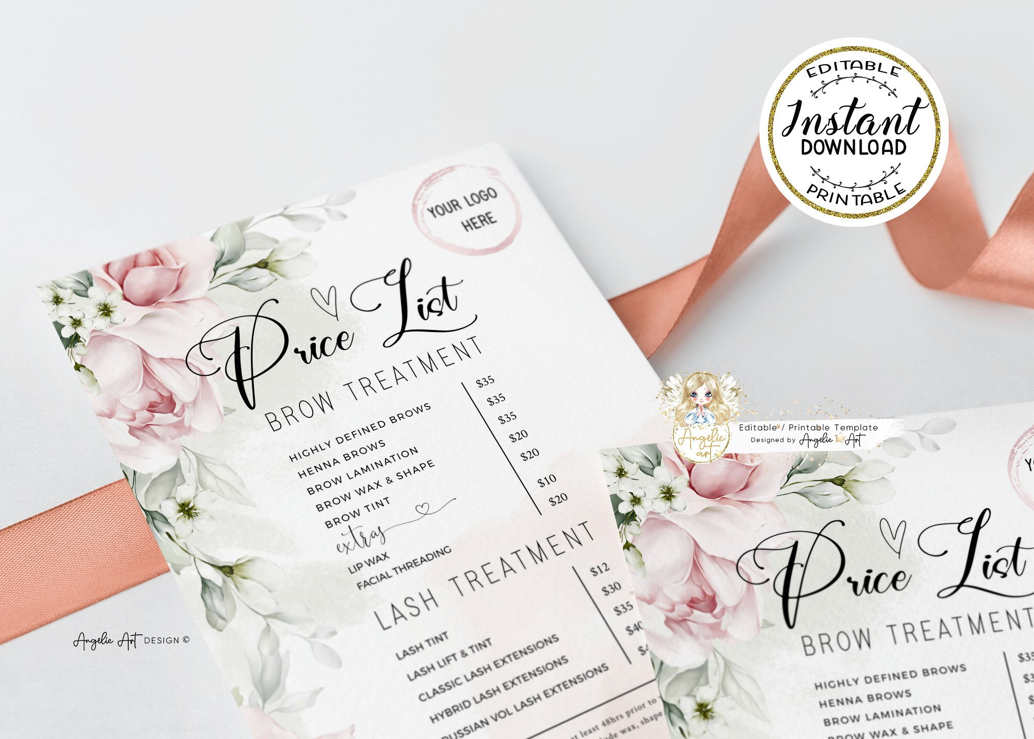 FLORAL Price List Template EDITABLE Printable Business Etsy