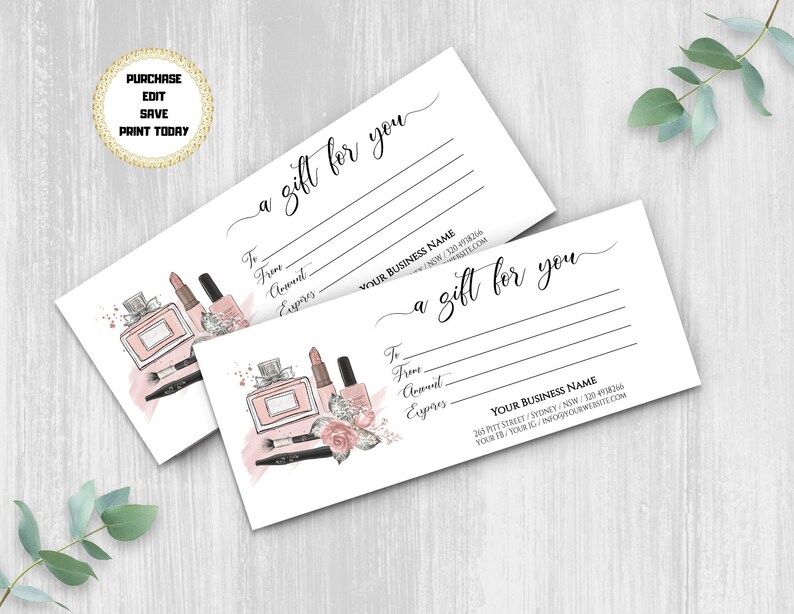 Beauty Gift Voucher Template Salon Gift Certificate | Etsy