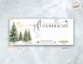 Editable Christmas Tree Gift Certificate Template, Holiday Green Gold Printable Gift Voucher