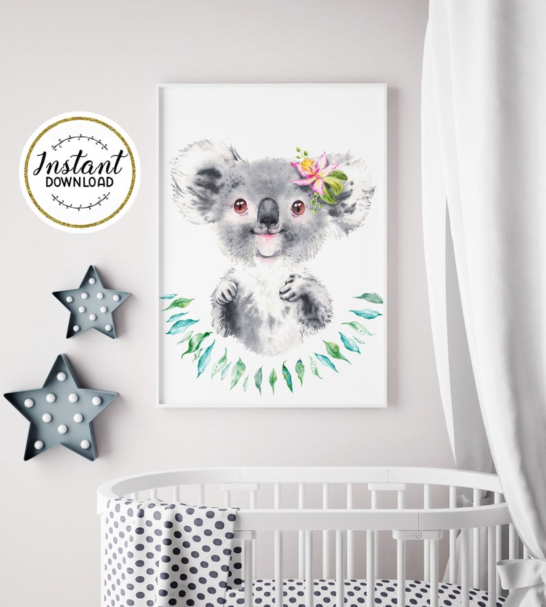 Set of 3 Koala Wall Art Australian Koala PRINTABLE Girls Etsy