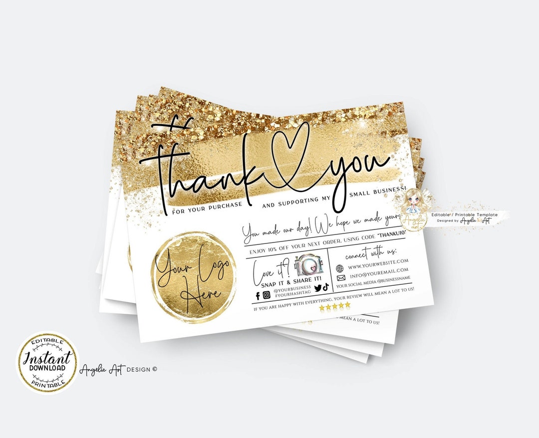 ORO - Luxury Modern Gold Business Thank You Card Template, Gold Thank ...