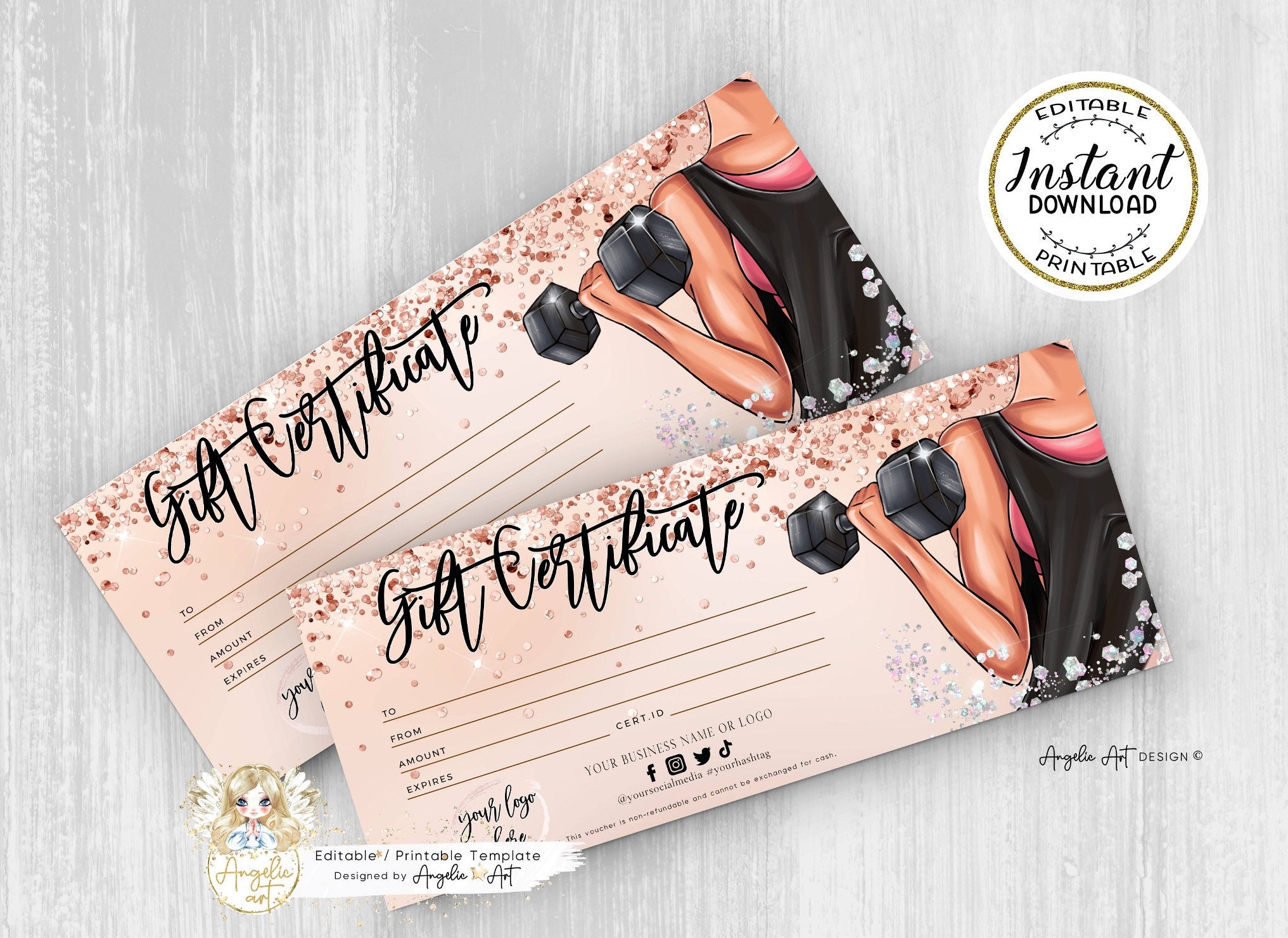 FITNESS Workout Personal Trainer Gift Certificate Template Etsy