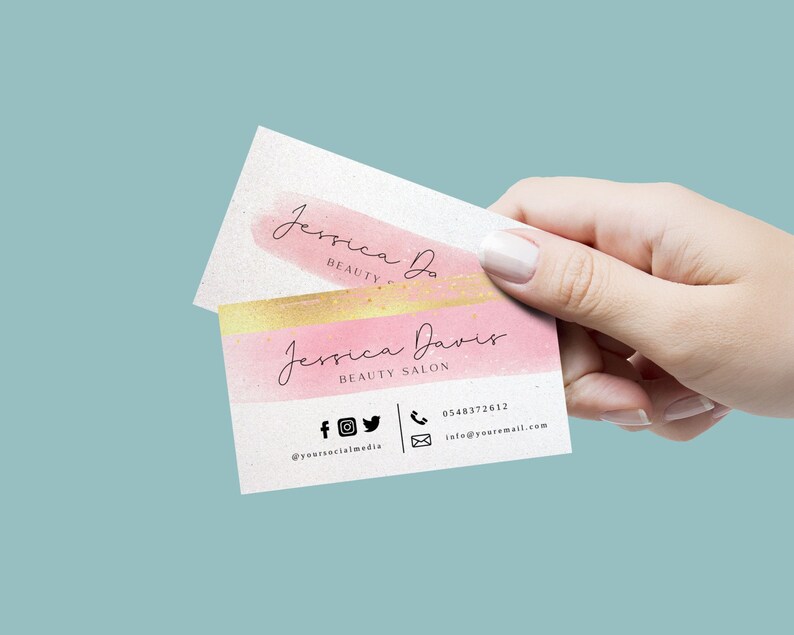 Feminine Business Card Design Rosegold Beauty Salon Business Etsy
