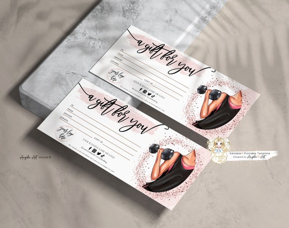 A Gift for You FITNESS Template, Rose Gold Workout Gift Certifcate