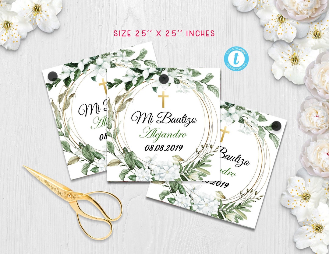 Bautizo Favor Tags Mi Bautizo Tags Baptism Labels Baptism Gift Tags ...