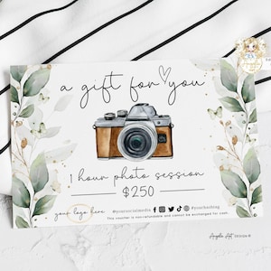 Editable Printable Photography Gift Certificate Template Greenery ...