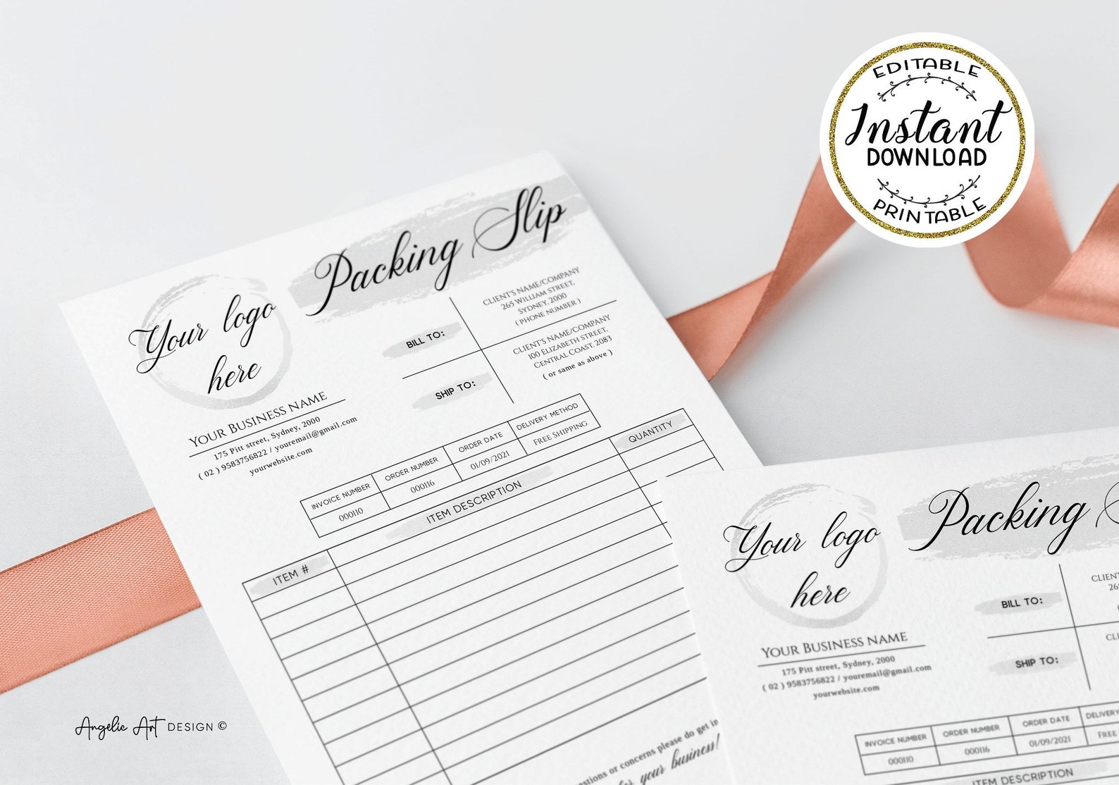 Editable Modern PACKING SLIP Template / Printable Order Etsy