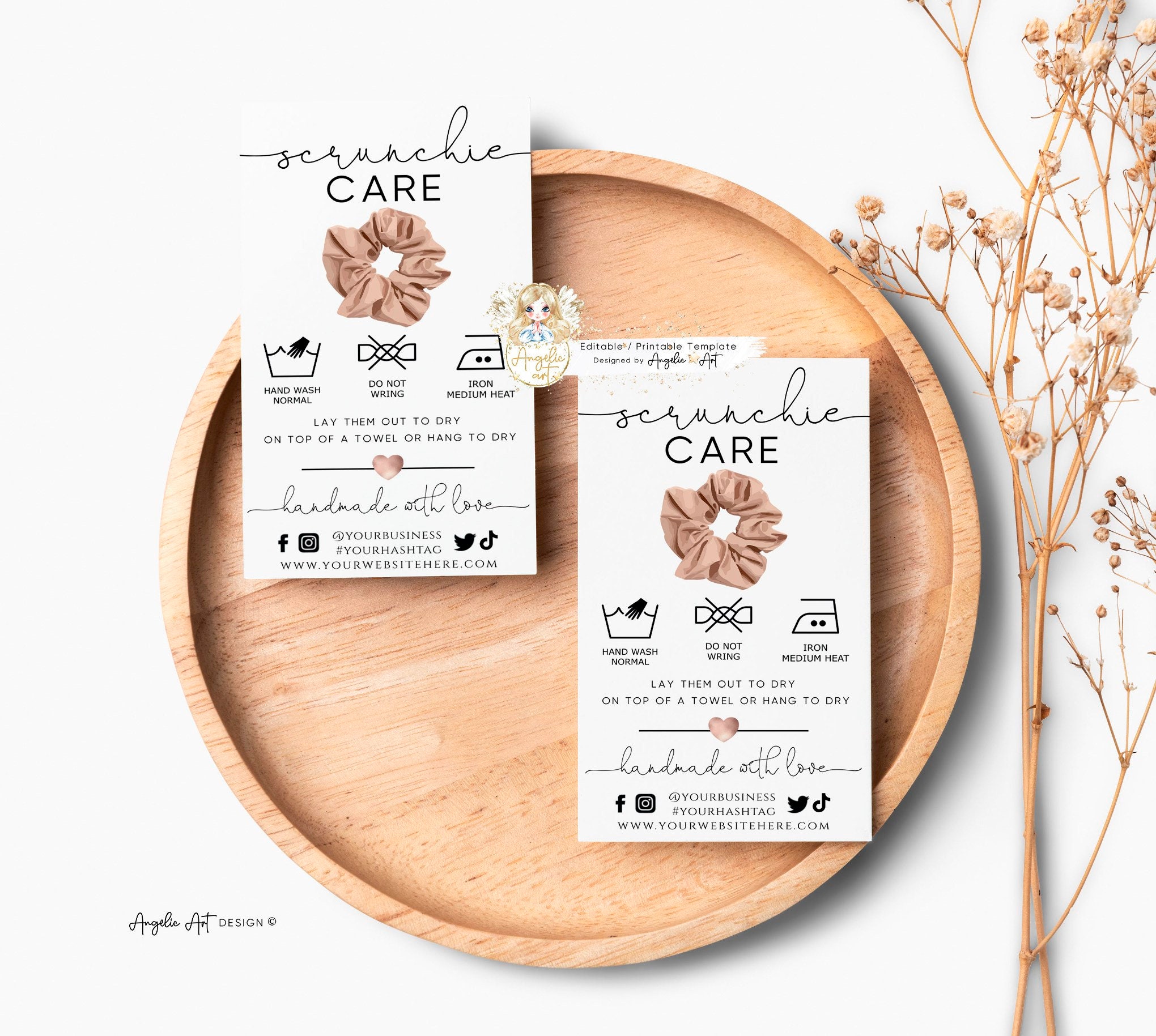 SCRUNCHIE Washing Care Instructions Template EDITABLE Etsy