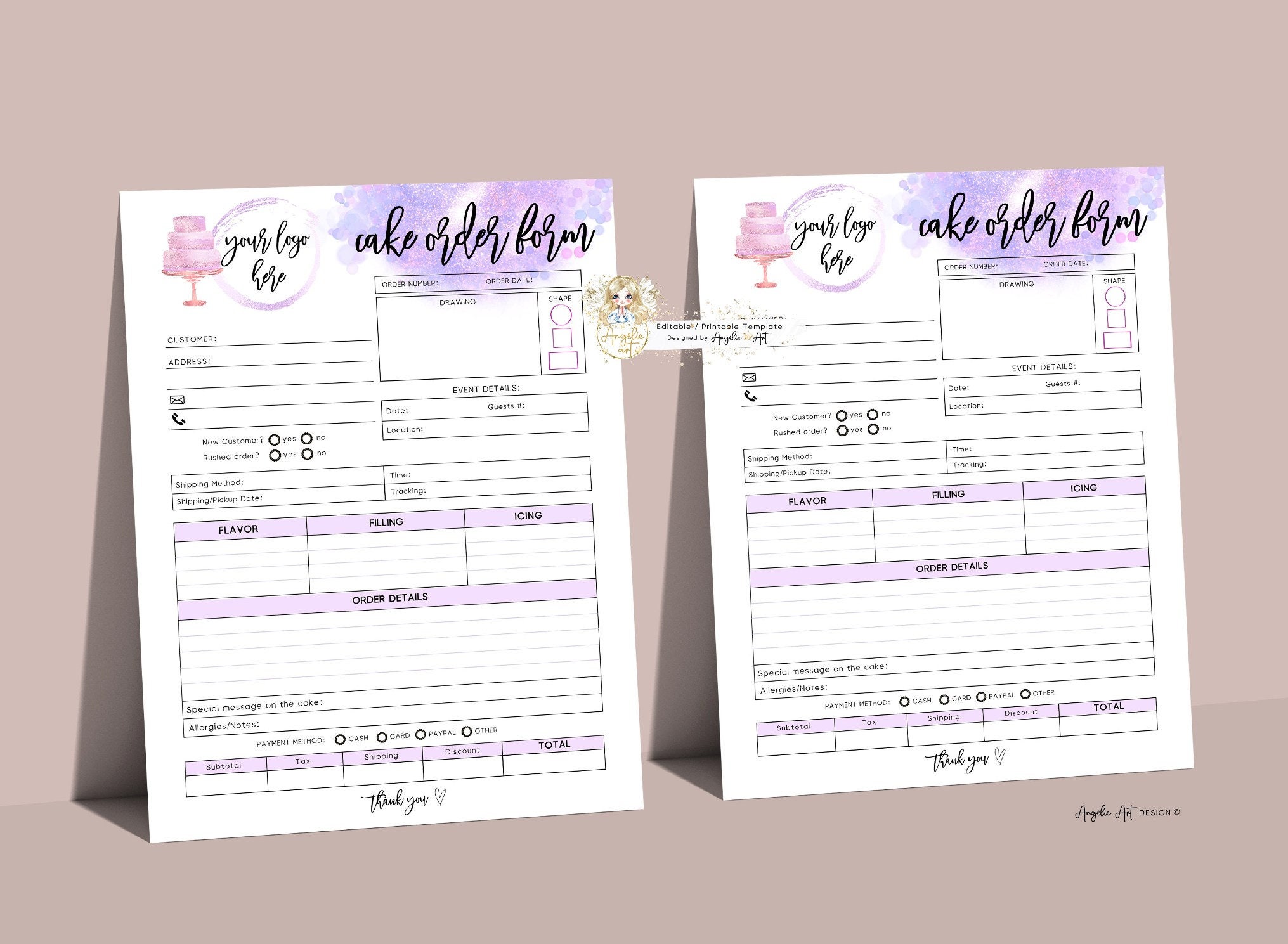 Pink Requisition Form Purple Pink Cake Order Form Template EDITABLE Modern - Etsy UK