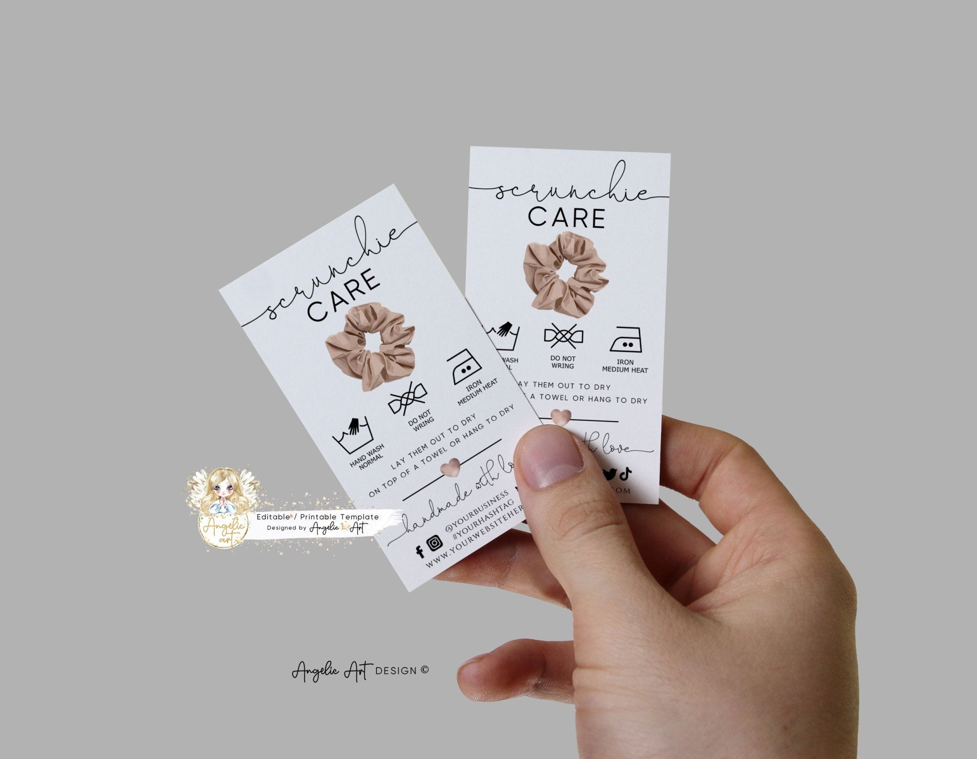 SCRUNCHIE Washing Care Instructions Template EDITABLE Etsy