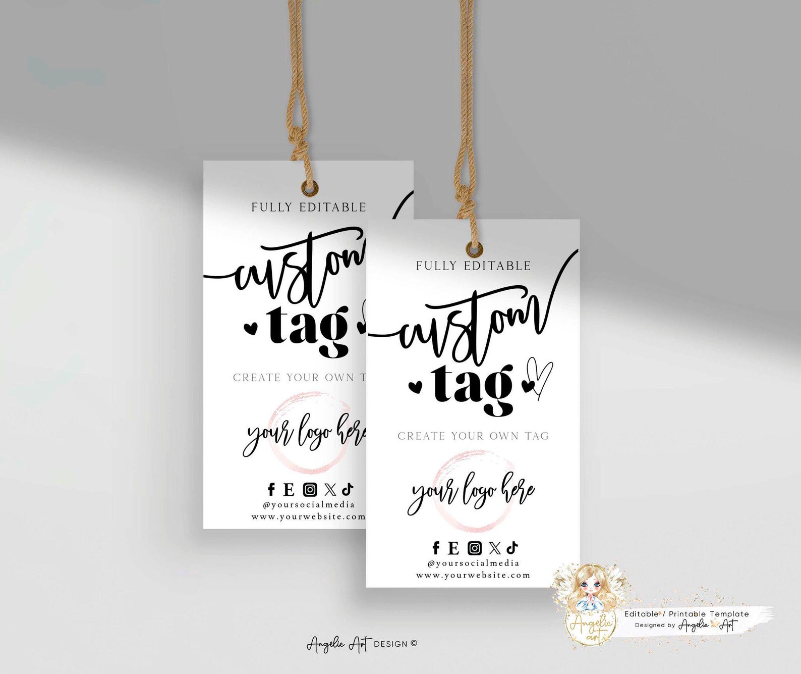 Tags Template System Editable Simple Custom Tag Template Create Your Own Tag Care ...