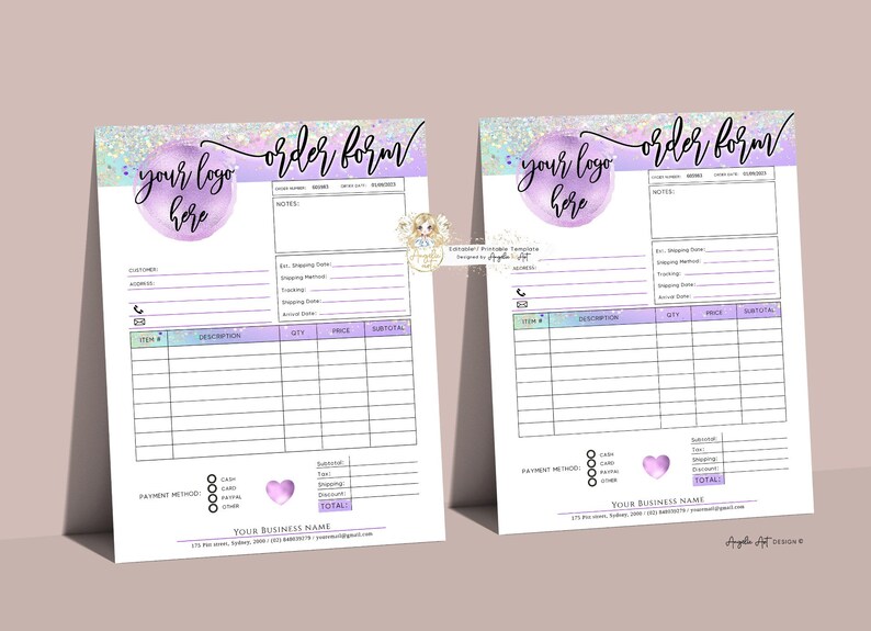 ELF Holographic Glitter Order Form Template EDITABLE - Etsy