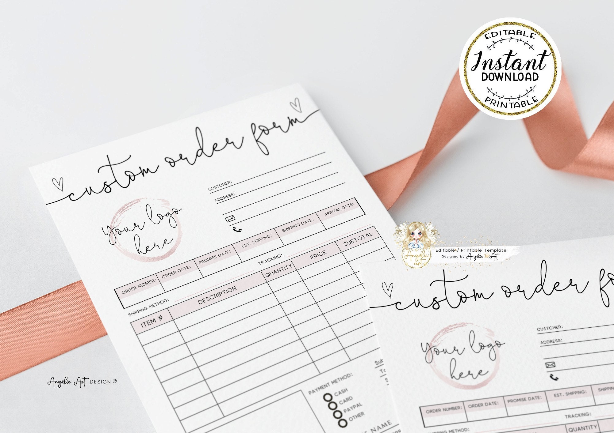 ADD Your LOGO / Editable Custom Order Form Template / - Etsy