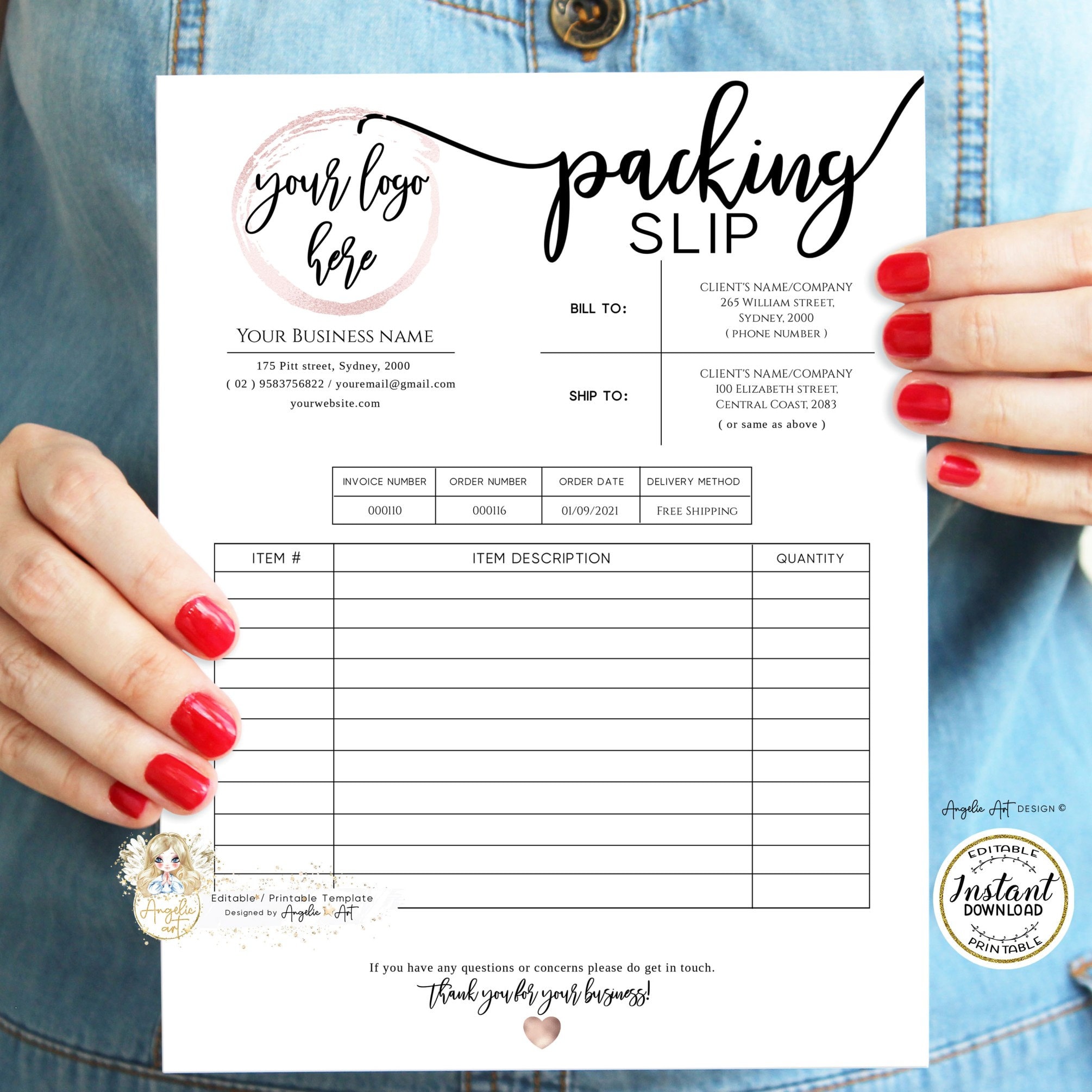 Editable Simple Modern PACKING SLIP Template - Order Tracker Form ...