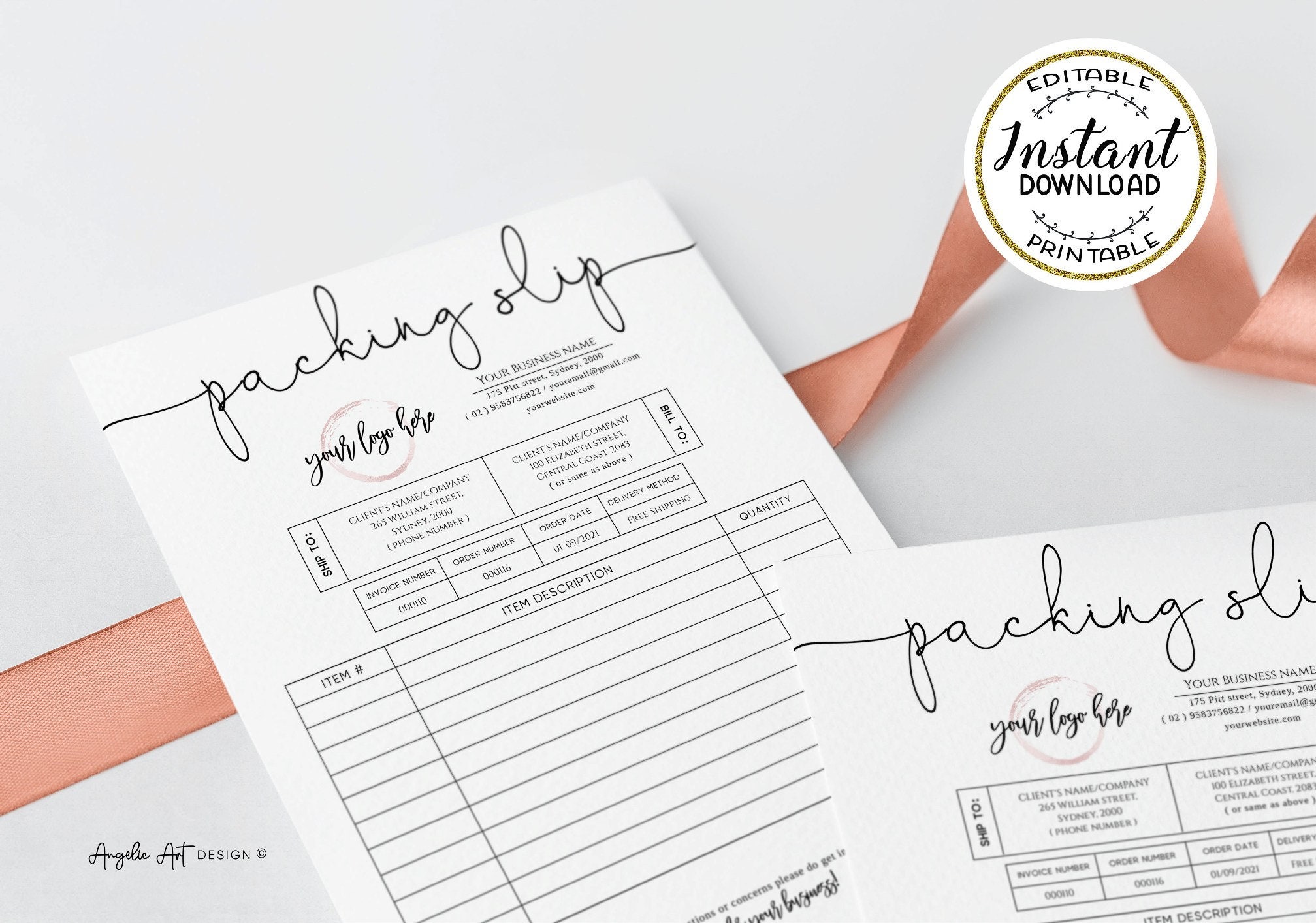 Order Tracker Form Editable Simple Modern PACKING SLIP Template ...