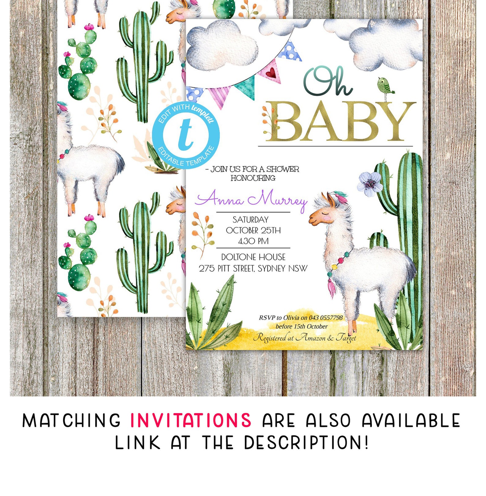 LLAMA Baby Shower Thank Tags Cactus Favor Tag Baby Shower | Etsy
