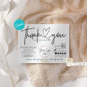 CANVA Editable SIMPLE Business Thank You Insert Card Template, Modern ...
