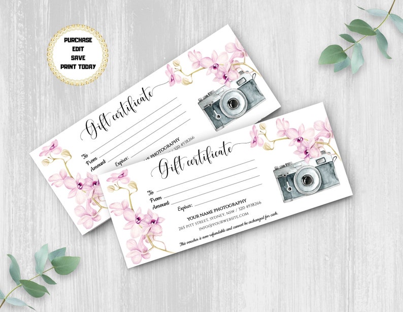 Photography Gift Certificate Templates Printable Gift Etsy Photography Gift Certificate Templates Printable Gift Etsy
