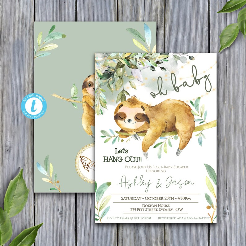 sloth-baby-shower-invitation-editable-template-instant-etsy-france