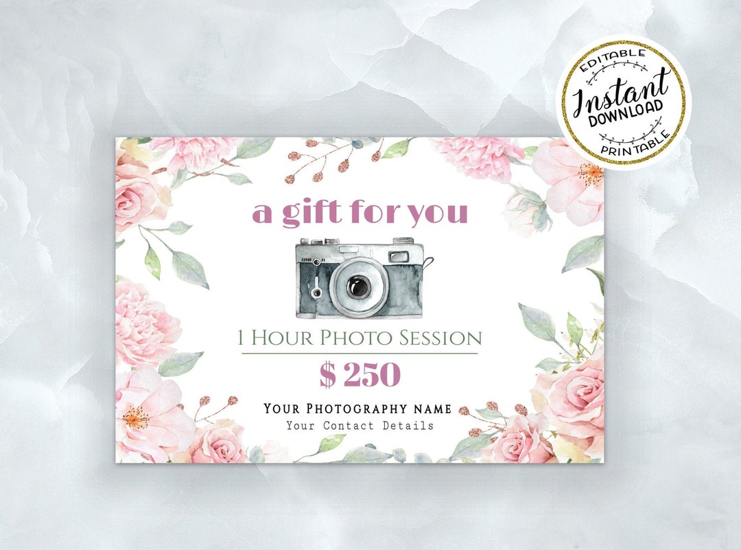 Photography Gift Certificate Templates Printable Gift Certificate Photo ...