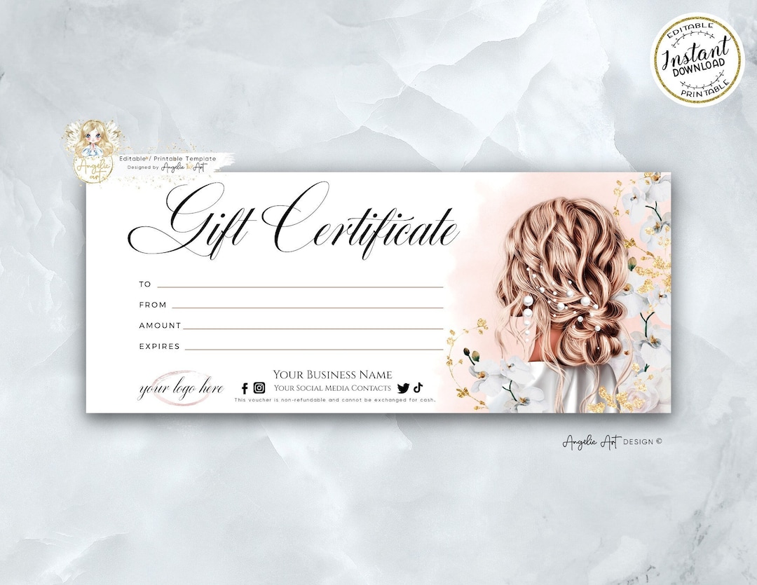 Editable Beauty Gift Certificate Template Hair Salon Gift Voucher Hair Stylist Printable Gift Card Template Bridal Hair Certificate Template - Etsy editable-beauty-gift-certificate-template-hair-salon-gift-voucher-hair-stylist-printable-gift-card-template-bridal-hair-certificate-template-etsy