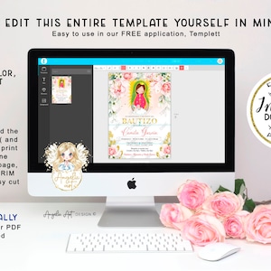 Virgen de Guadalupe Invitacione Bautizo Niña. Spanish Baptism Invitation Girl, EDITABLE Para Imprimir 17 imagem 6