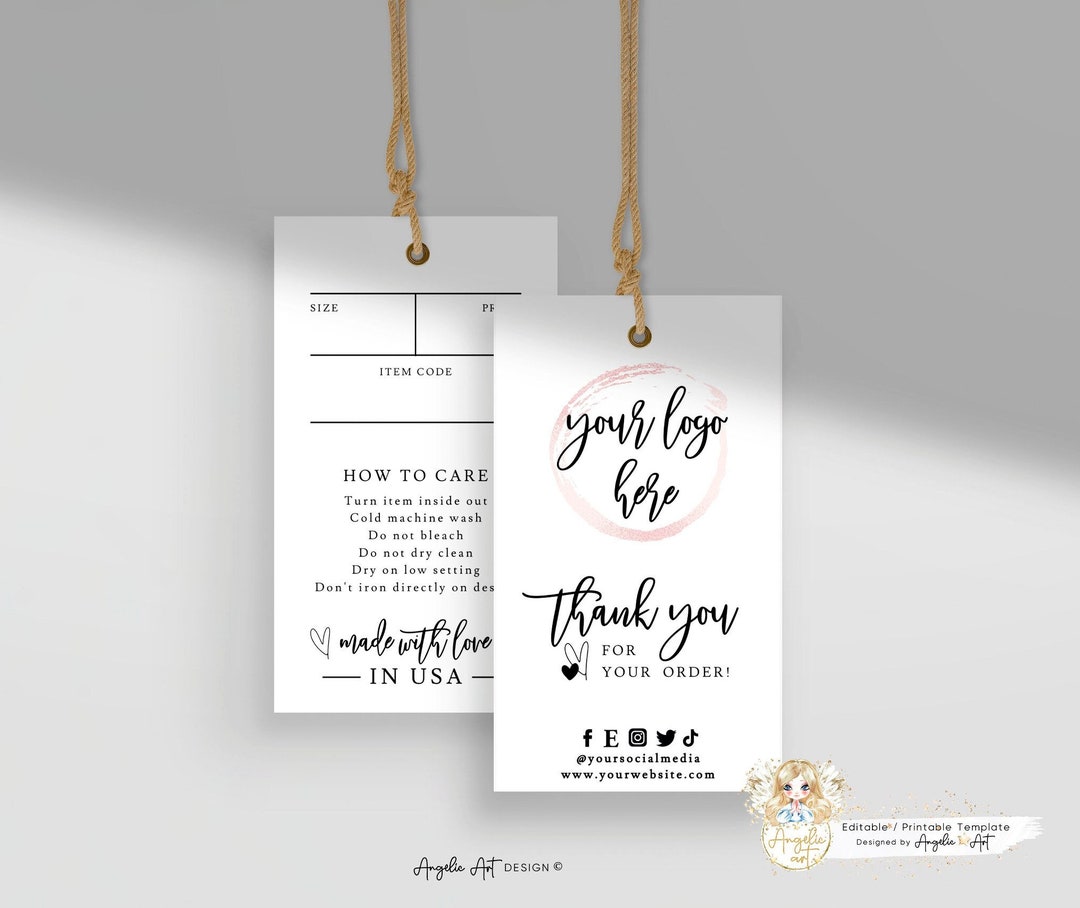 Simple Price Tag Care Instructions Template Editable Business Hang Tag ...