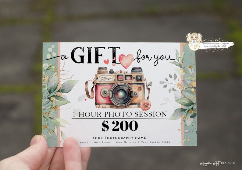 Photography Gift Certificate Template, Camera Photography Gift Card ...