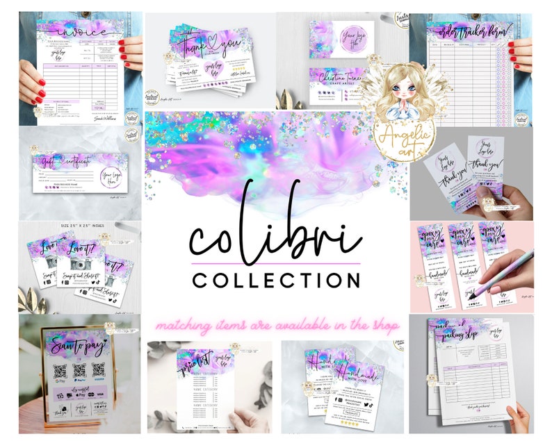 COLIBRI - Holographic Glitter Order Form Template - EDITABLE Printable ...