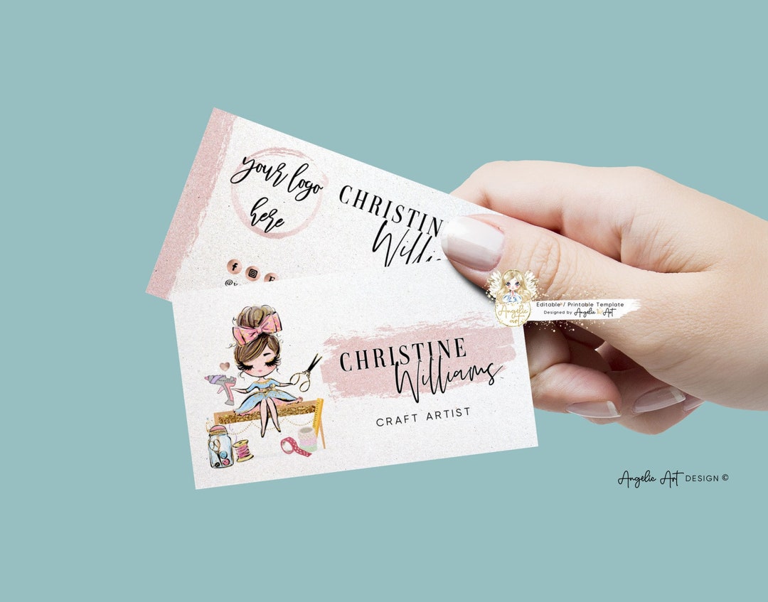 ROSY Crafter Business Card Template, Editable Crafty Rosegold Business Card, Modern Makers Business Design, DIY Business Card FH007 - Etsy rosy-crafter-business-card-template-editable-crafty-rosegold-business-card-modern-makers-business-design-diy-business-card-fh007-etsy