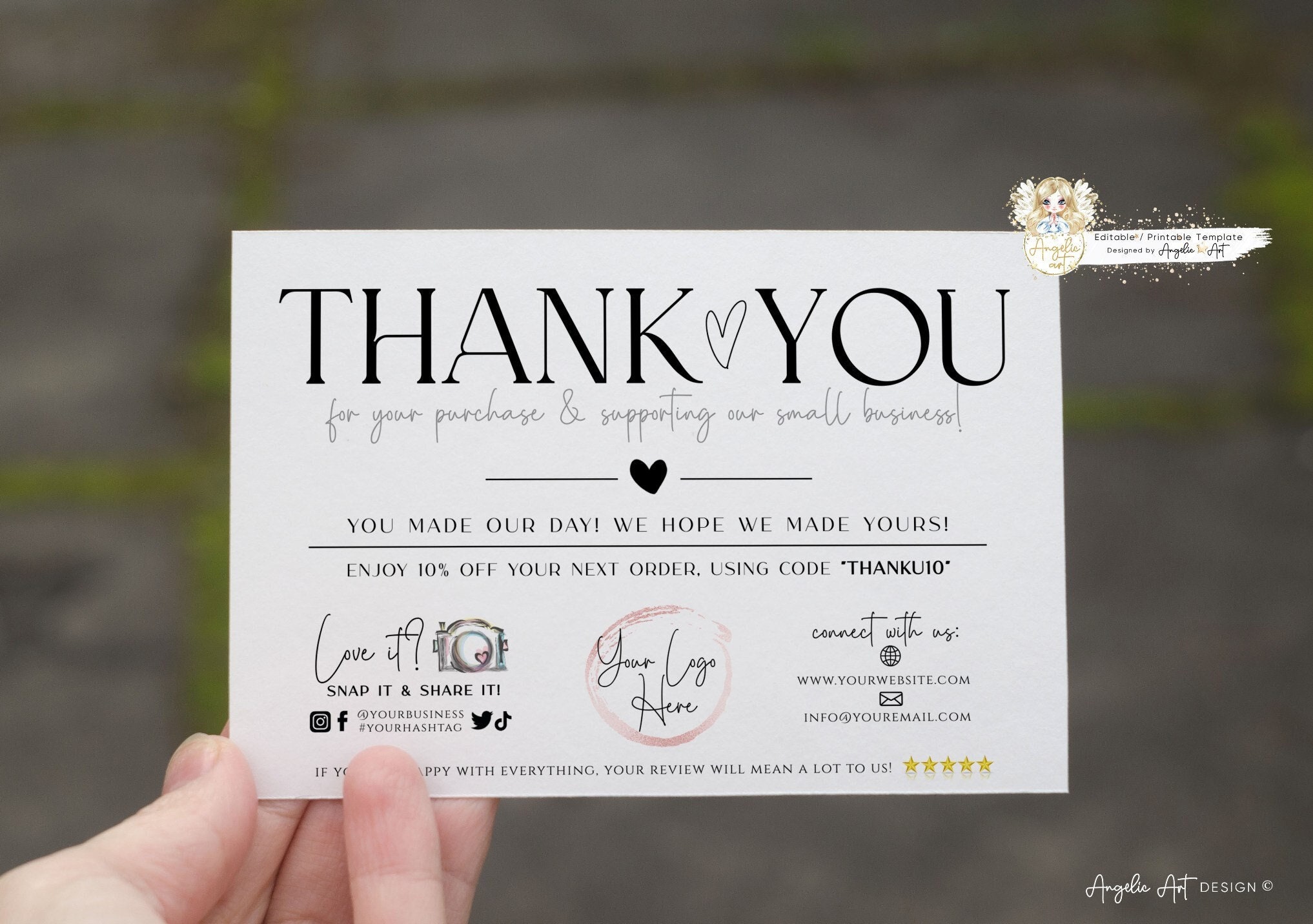 SIMPLE Business Thank You Card Template, Editable Printable Modern ...
