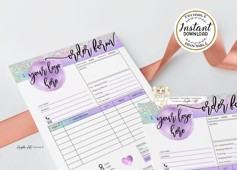 ELF Holographic Glitter Order Form Template EDITABLE - Etsy