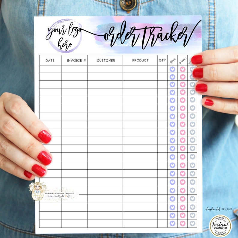 PASTEL Order Tracker Form Template EDITABLE Modern Printable Etsy