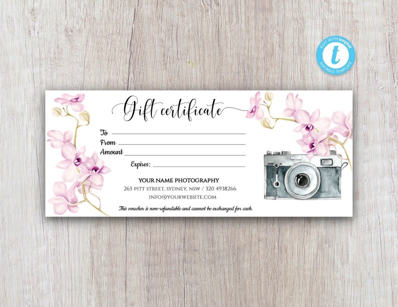 Photography Gift Certificate Templates Printable Gift - Etsy